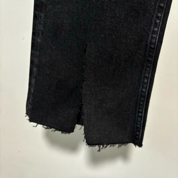 ANINE BING Black Roxanne Button Fly Raw Hem Front Slip Washed Stretch Denim Jean - Picture 12 of 16